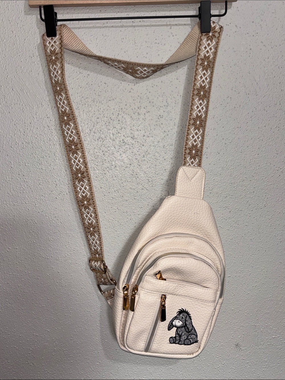 Cream Crossbody Sling Bag with Eeyore Accent